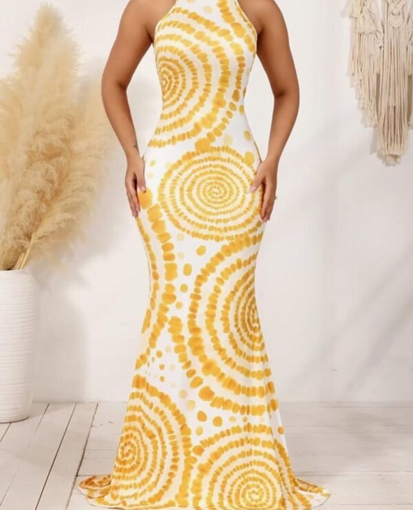bodycon tie dye maxi dress (halter backless long sundress)